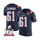 Men's Nike New England Patriots #61 Marcus Cannon Limited Navy Blue Rush Super Bowl LI 51 NFL Jersey