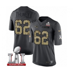 Men's Nike New England Patriots #62 Joe Thuney Limited Black 2016 Salute to Service Super Bowl LI 51 NFL Jersey