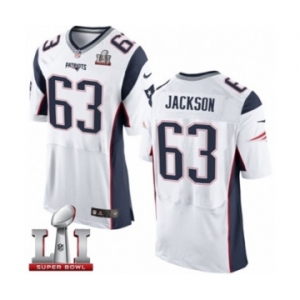 Men's Nike New England Patriots #63 Tre Jackson Elite White Super Bowl LI 51 NFL Jersey