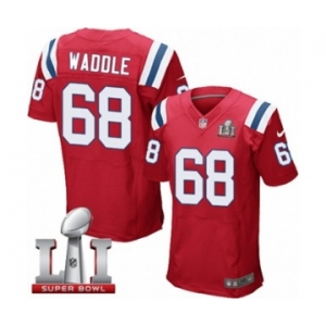 Men's Nike New England Patriots #68 LaAdrian Waddle Elite Red Alternate Super Bowl LI 51 NFL Jersey