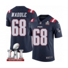 Men's Nike New England Patriots #68 LaAdrian Waddle Limited Navy Blue Rush Super Bowl LI 51 NFL Jersey