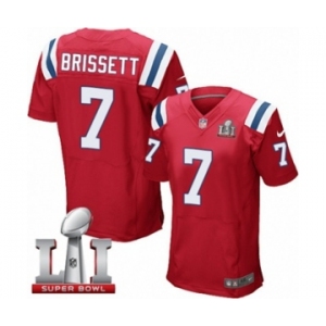 Men's Nike New England Patriots #7 Jacoby Brissett Elite Red Alternate Super Bowl LI 51 NFL Jersey