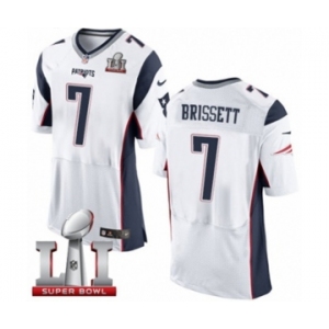 Men's Nike New England Patriots #7 Jacoby Brissett Elite White Super Bowl LI 51 NFL Jersey