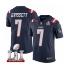 Men's Nike New England Patriots #7 Jacoby Brissett Limited Navy Blue Rush Super Bowl LI 51 NFL Jersey