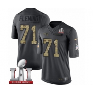 Men's Nike New England Patriots #71 Cameron Fleming Limited Black 2016 Salute to Service Super Bowl LI 51 NFL Jersey