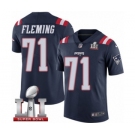 Men's Nike New England Patriots #71 Cameron Fleming Limited Navy Blue Rush Super Bowl LI 51 NFL Jersey