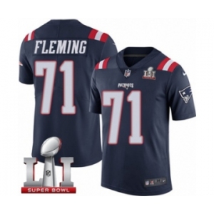 Men's Nike New England Patriots #71 Cameron Fleming Limited Navy Blue Rush Super Bowl LI 51 NFL Jersey