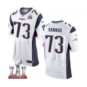 Men's Nike New England Patriots #73 John Hannah Elite White Super Bowl LI 51 NFL Jersey