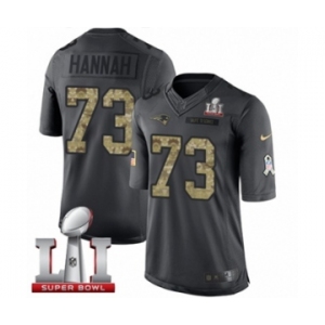 Men's Nike New England Patriots #73 John Hannah Limited Black 2016 Salute to Service Super Bowl LI 51 NFL Jersey