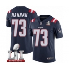 Men's Nike New England Patriots #73 John Hannah Limited Navy Blue Rush Super Bowl LI 51 NFL Jersey