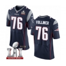 Men's Nike New England Patriots #76 Sebastian Vollmer Elite Navy Blue Team Color Super Bowl LI 51 NFL Jersey