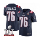 Men's Nike New England Patriots #76 Sebastian Vollmer Limited Navy Blue Rush Super Bowl LI 51 NFL Jersey