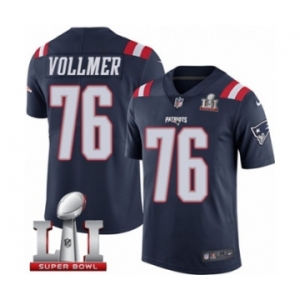 Men's Nike New England Patriots #76 Sebastian Vollmer Limited Navy Blue Rush Super Bowl LI 51 NFL Jersey