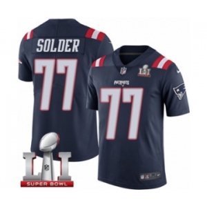 Men's Nike New England Patriots #77 Nate Solder Limited Navy Blue Rush Super Bowl LI 51 NFL Jersey