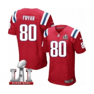 Men's Nike New England Patriots #80 Irving Fryar Elite Red Alternate Super Bowl LI 51 NFL Jersey