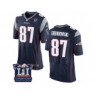 Men's Nike New England Patriots #87 Rob Gronkowski Elite Navy Blue Team Color Super Bowl LI Champions NFL Jersey