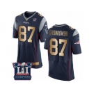 Men's Nike New England Patriots #87 Rob Gronkowski Elite Navy Gold Team Color Super Bowl LI Champions NFL Jersey