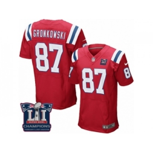 Men's Nike New England Patriots #87 Rob Gronkowski Elite Red Alternate Super Bowl LI Champions NFL Jersey