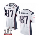 Men's Nike New England Patriots #87 Rob Gronkowski Elite White Super Bowl LI 51 NFL Jersey