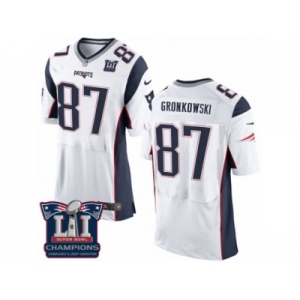 Men's Nike New England Patriots #87 Rob Gronkowski Elite White Super Bowl LI Champions NFL Jersey