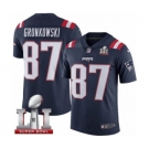 Men's Nike New England Patriots #87 Rob Gronkowski Limited Navy Blue Rush Super Bowl LI 51 NFL Jersey