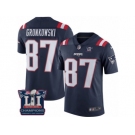 Men's Nike New England Patriots #87 Rob Gronkowski Limited Navy Blue Rush Super Bowl LI Champions NFL Jersey