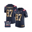 Men's Nike New England Patriots #87 Rob Gronkowski Limited Navy Gold Rush Super Bowl LI Champions NFL Jersey