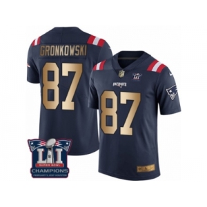 Men's Nike New England Patriots #87 Rob Gronkowski Limited Navy Gold Rush Super Bowl LI Champions NFL Jersey