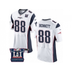 Men's Nike New England Patriots #88 Martellus Bennett Elite White Gold Super Bowl LI Champions NFL Jersey