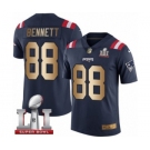 Men's Nike New England Patriots #88 Martellus Bennett Limited Navy-Gold Rush Super Bowl LI 51 NFL Jersey