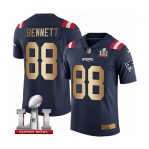 Men's Nike New England Patriots #88 Martellus Bennett Limited Navy-Gold Rush Super Bowl LI 51 NFL Jersey