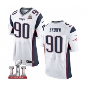 Men's Nike New England Patriots #90 Malcom Brown Elite White Super Bowl LI 51 NFL Jersey