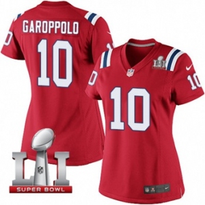 Women's Nike New England Patriots #10 Jimmy Garoppolo Elite Red Alternate Super Bowl LI 51 NFL Jersey