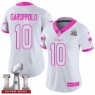 Women's Nike New England Patriots #10 Jimmy Garoppolo Limited White-Pink Rush Fashion Super Bowl LI 51 NFL Jersey