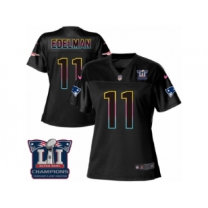 Women's Nike New England Patriots #11 Julian Edelman Game Black Fashion Super Bowl LI Champions NFL Jersey