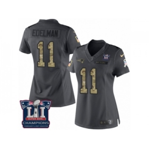 Women's Nike New England Patriots #11 Julian Edelman Limited Black 2016 Salute to Service Super Bowl LI Champions NFL Jersey