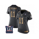 Women's Nike New England Patriots #11 Julian Edelman Limited Black Gold Salute to Service Super Bowl LI Champions NFL Jersey