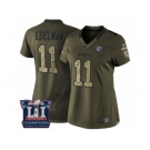 Women's Nike New England Patriots #11 Julian Edelman Limited Green Salute to Service Super Bowl LI Champions NFL Jersey