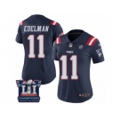 Women's Nike New England Patriots #11 Julian Edelman Limited Navy Blue Rush Super Bowl LI Champions NFL Jersey