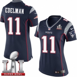 Women's Nike New England Patriots #11 Julian Edelman Limited Navy Blue Team Color Super Bowl LI 51 NFL Jersey