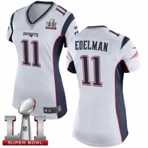 Women's Nike New England Patriots #11 Julian Edelman Limited White Super Bowl LI 51 NFL Jersey