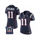 Women's Nike New England Patriots #11 Julian Edelman Navy Blue Team Color Super Bowl LI Champions NFL Jersey