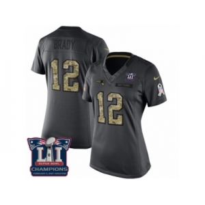 Women's Nike New England Patriots #12 Tom Brady Limited Black 2016 Salute to Service Super Bowl LI Champions NFL Jersey