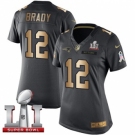 Women's Nike New England Patriots #12 Tom Brady Limited Black-Gold Salute to Service Super Bowl LI 51 NFL Jersey