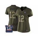 Women's Nike New England Patriots #12 Tom Brady Limited Green Salute to Service Super Bowl LI Champions NFL Jersey