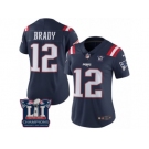 Women's Nike New England Patriots #12 Tom Brady Limited Navy Blue Rush Super Bowl LI Champions NFL Jersey