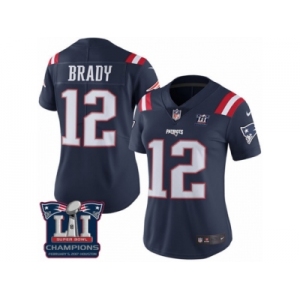 Women's Nike New England Patriots #12 Tom Brady Limited Navy Blue Rush Super Bowl LI Champions NFL Jersey