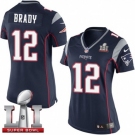 Women's Nike New England Patriots #12 Tom Brady Limited Navy Blue Team Color Super Bowl LI 51 NFL Jersey