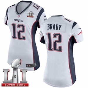 Women's Nike New England Patriots #12 Tom Brady Limited White Super Bowl LI 51 NFL Jersey