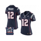 Women's Nike New England Patriots #12 Tom Brady Navy Blue Team Color Super Bowl LI Champions NFL Jersey